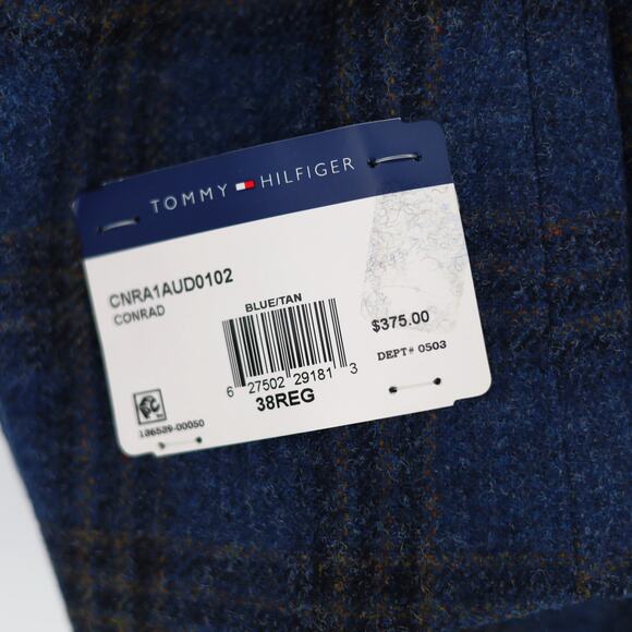 Tommy Hilfiger Men's Navy/Tan Plaid Wool Conrad Modern-Fit Sport Coat Size 38R - Picture 9 of 10